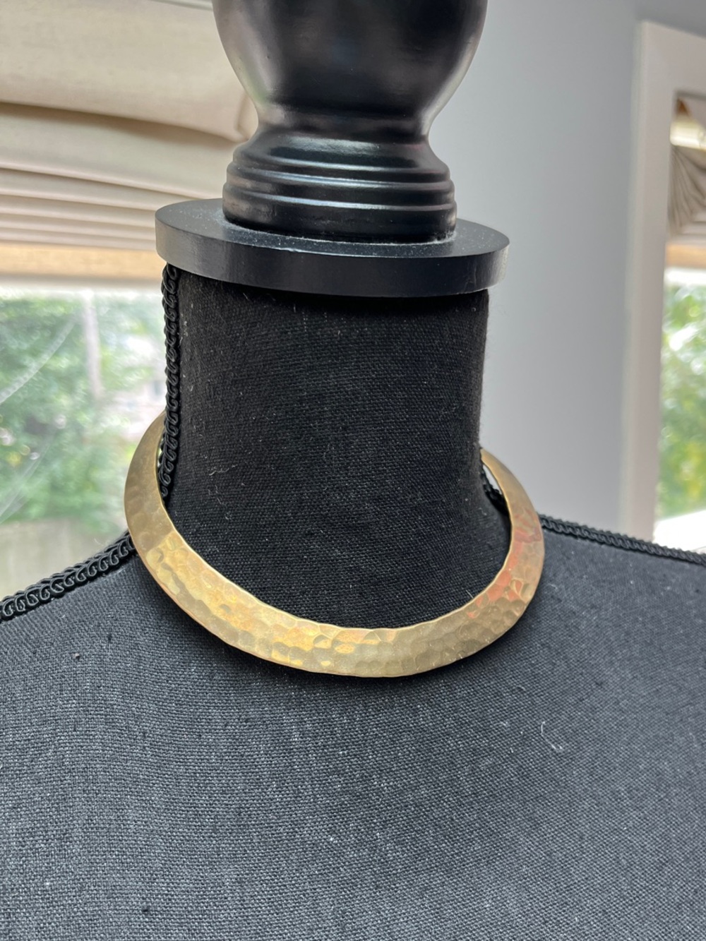 Hammered Gold Tone Choker Necklace